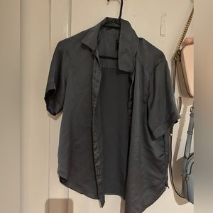 Abercrombie Blue Satin Short Sleeve Shirt